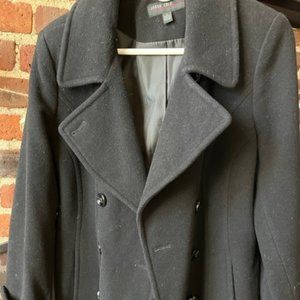 Jason Kole Black Wool Peacoat
